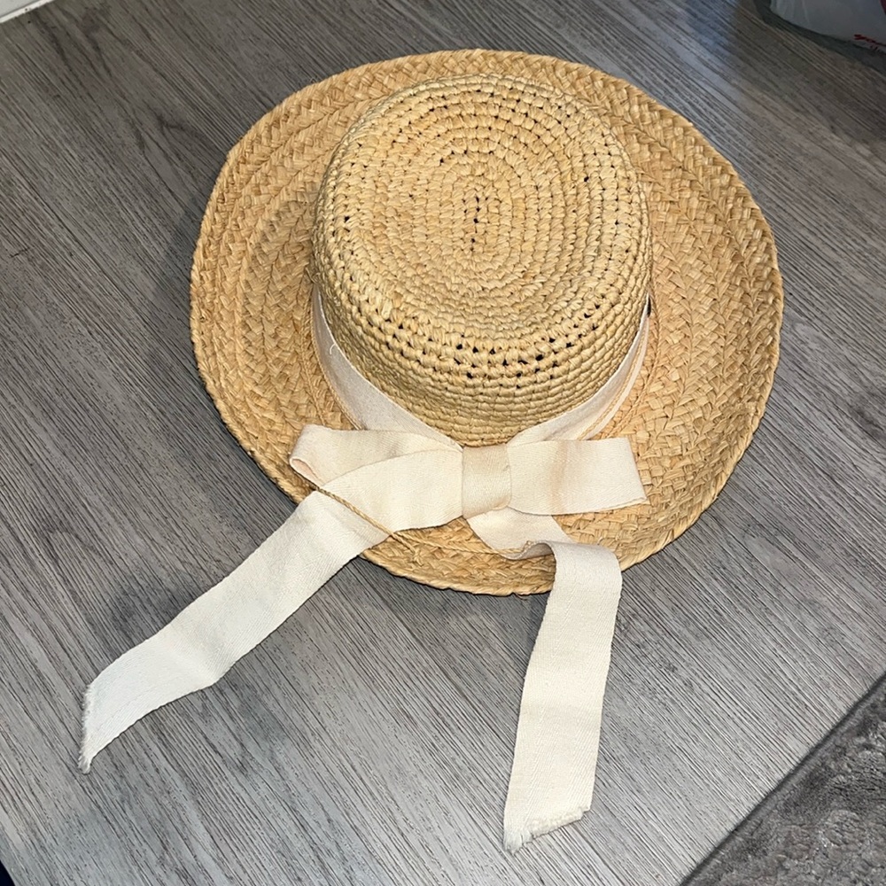 Scala Tan Straw Hat with Cream Ribbon